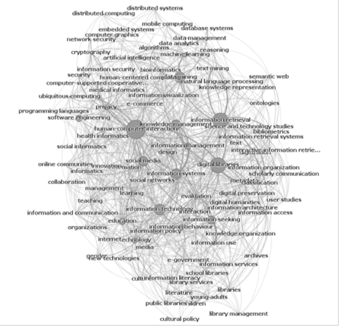 Co-word map of the research interests at iSchools