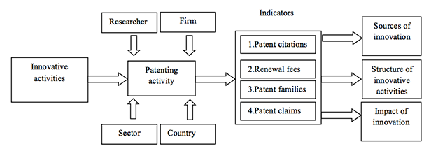 Figure 1: The patenting activity and indicators used to evaluate the patent.