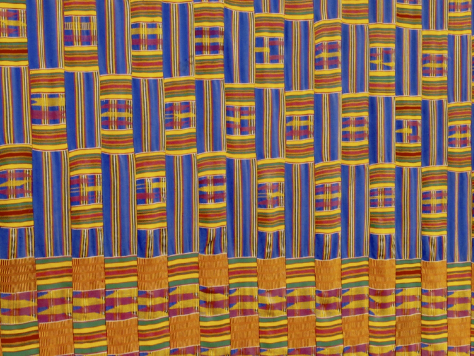 Figure 1: Detail of Kente cloth hanging in the Harold Washington Library Center, Chicago