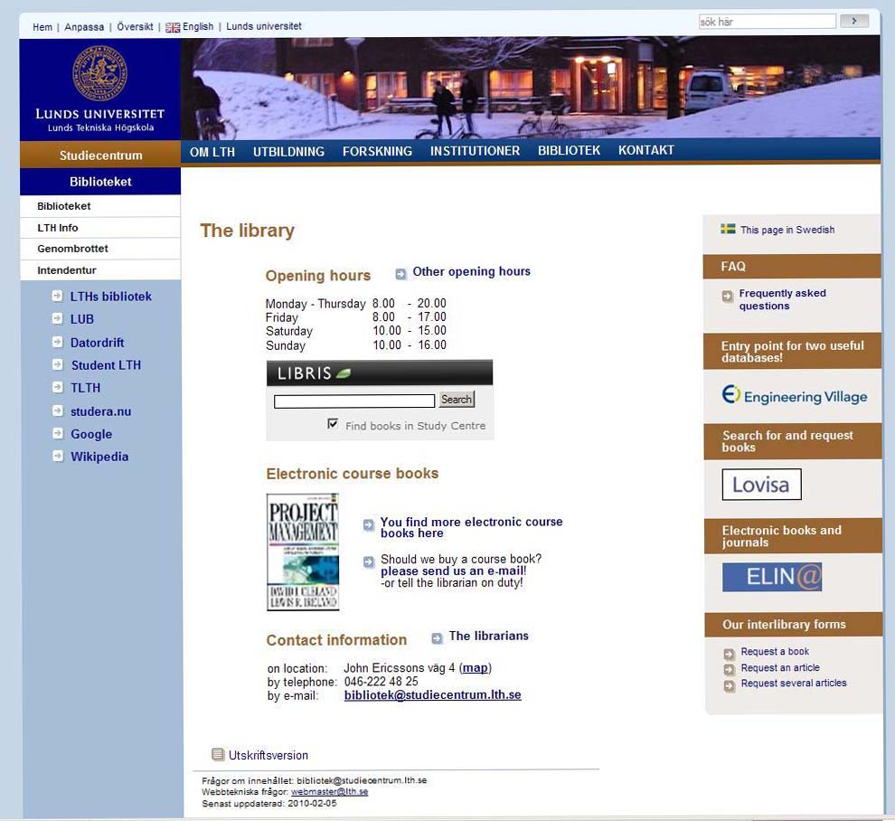 Figure 6: Main page of the Study Centre Library Website after the redesign
