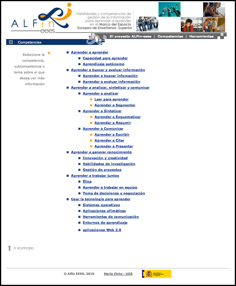 Figure 3: Competences in Alfin-EEES