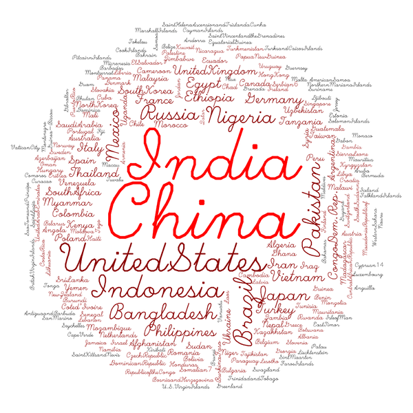 Figure 2: World population tag cloud. Image by Seb951 under Creative Commons Attribution-Share Alike 3.0