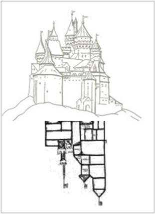 The  author's original conception of an inverted castle