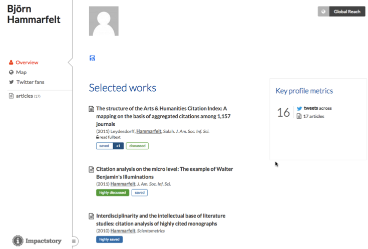 Figure3: Impactstory profile page