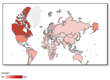Figure3: Geographic dispersion of readers