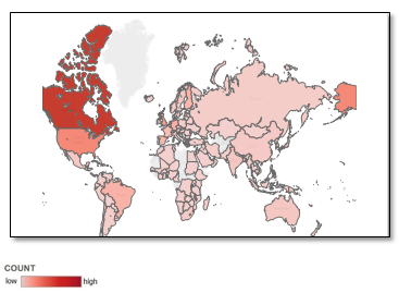 Figure3: Geographic dispersion of readers 