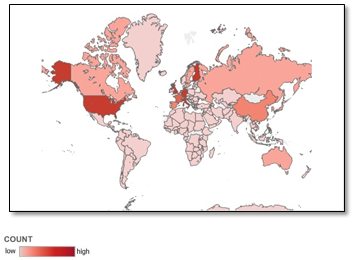 Figure4: Geographic dispersion of collaborators