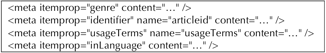 Figura 2. Etiquetas meta de The New York Times (201) con el atributo itemprop, sin valores de dato.